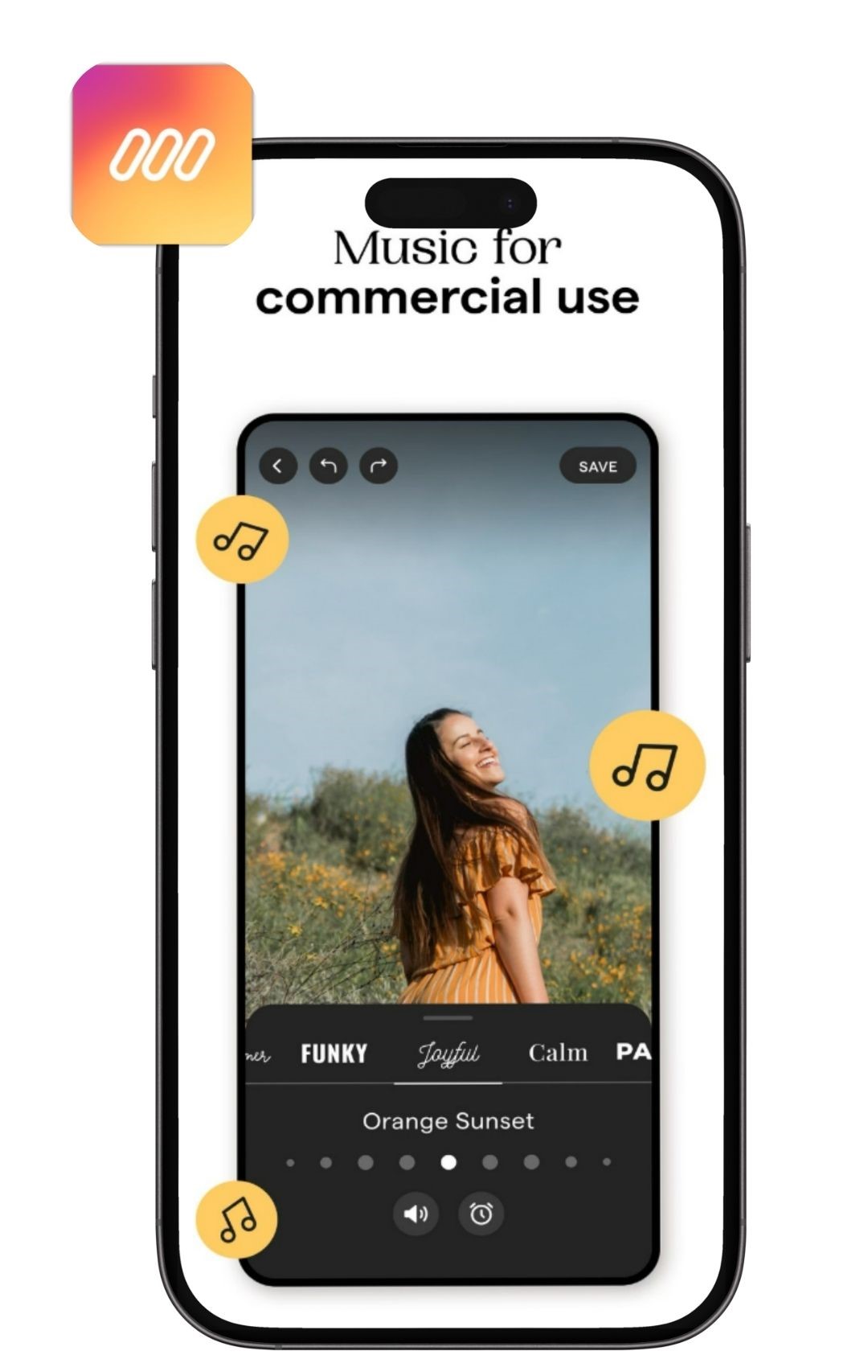 UI of Mojo's audio feature and icon at the upper left side